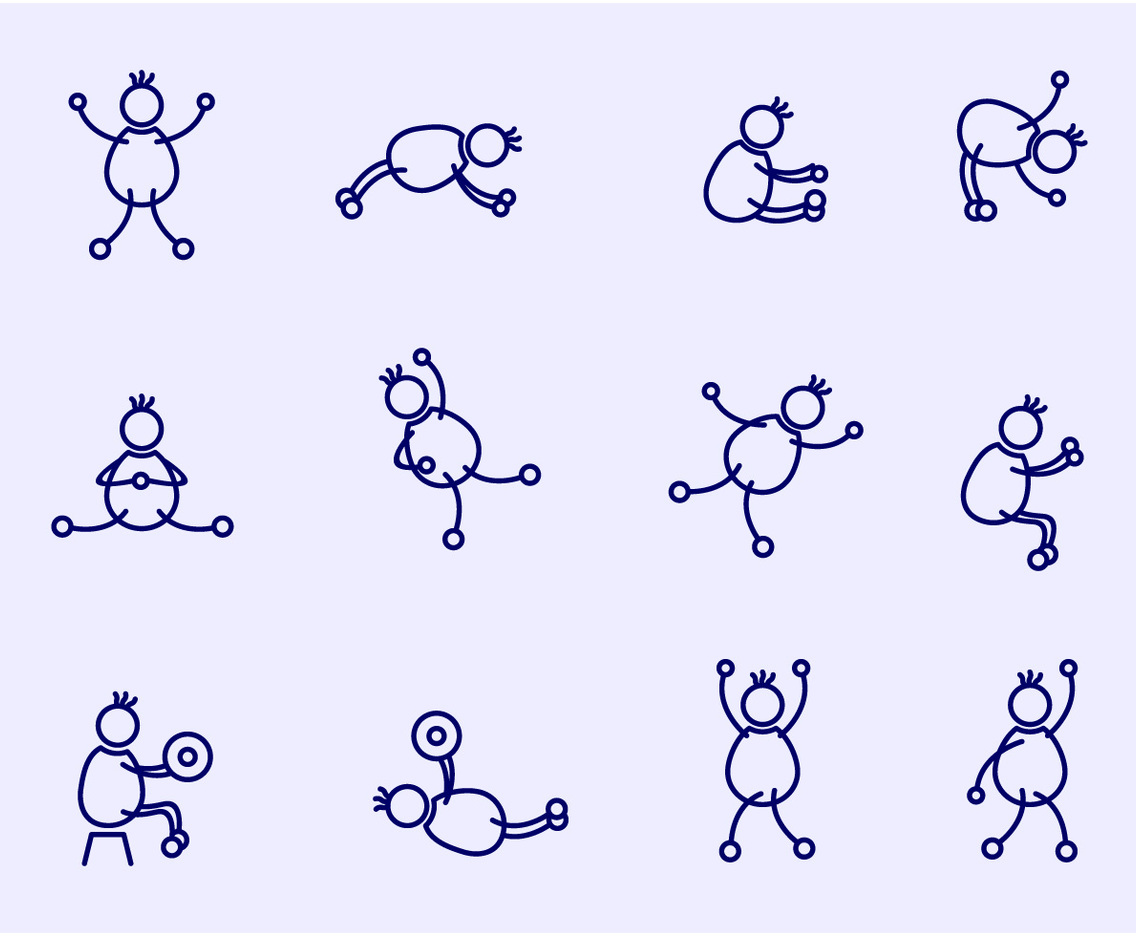 People Stickman Exercise Vector Icons