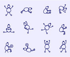 People Stickman Exercise Vector Icons