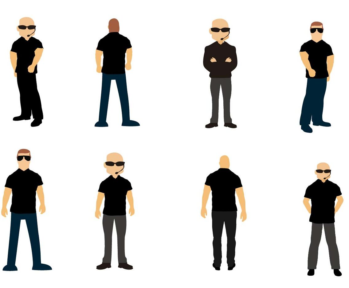 Free Standing Bouncer Bodyguards Vector