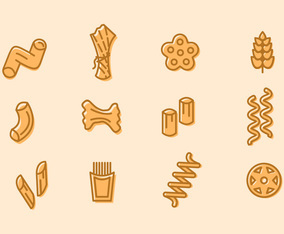 Pasta Various Doodle Icons