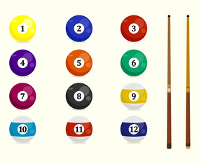 Billiard Ball And Pool Stick Vector