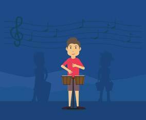 Free Man Playing Bongo Illustration