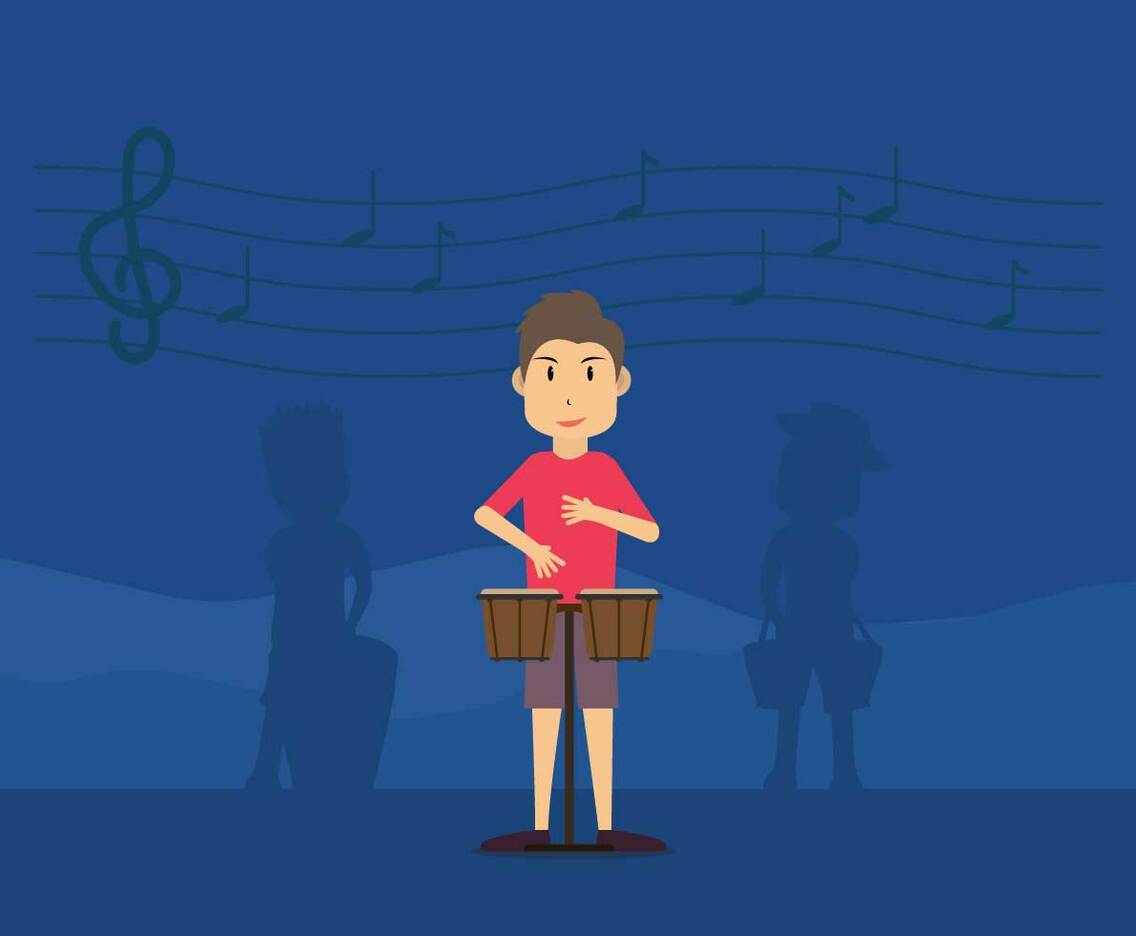 Free Man Playing Bongo Illustration