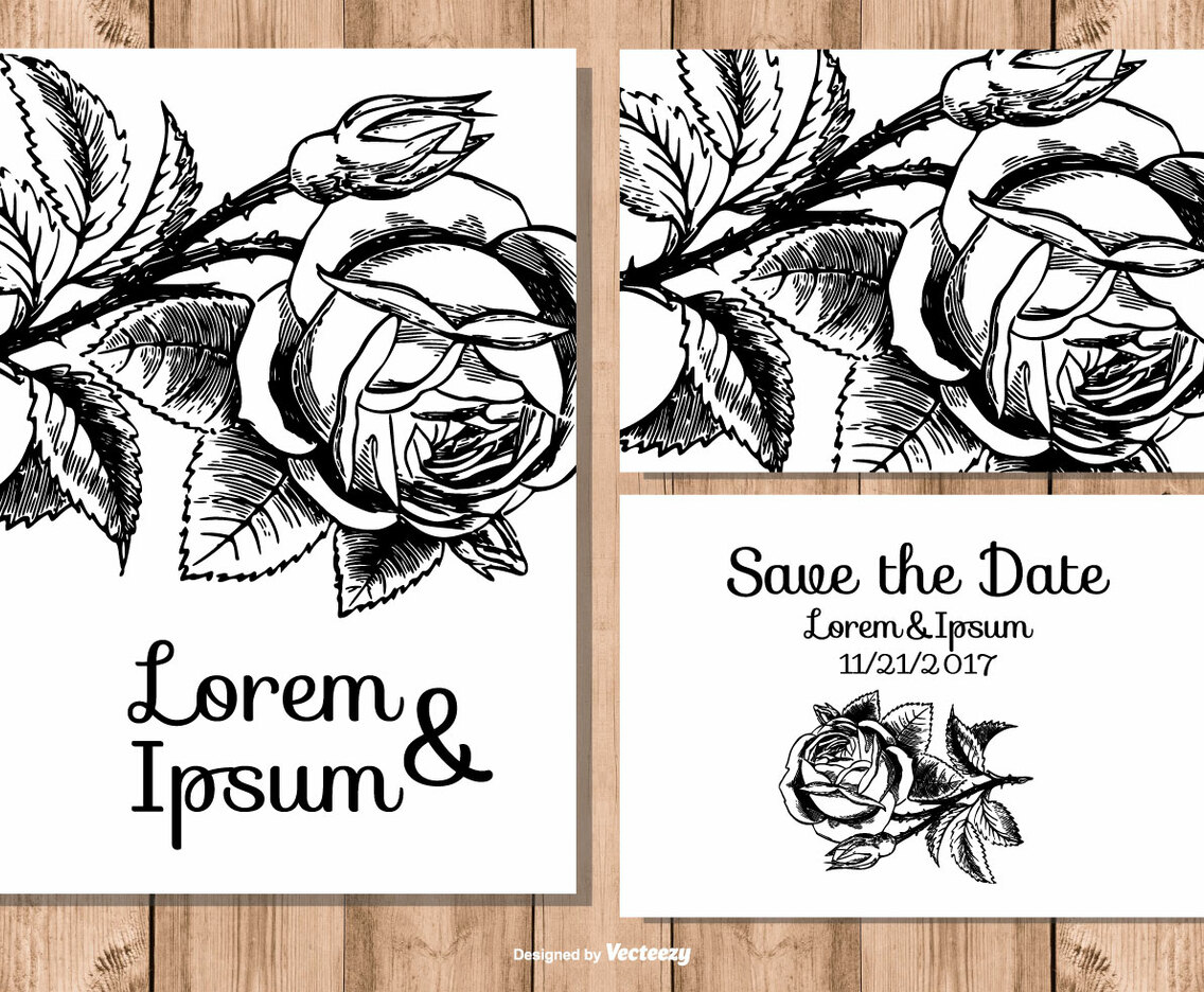 Beautiful Floral Wedding Card Set