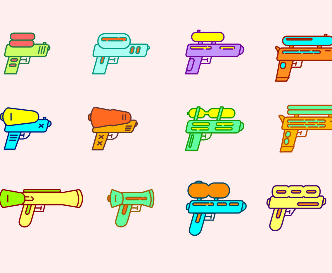 Water Gun Vector Set