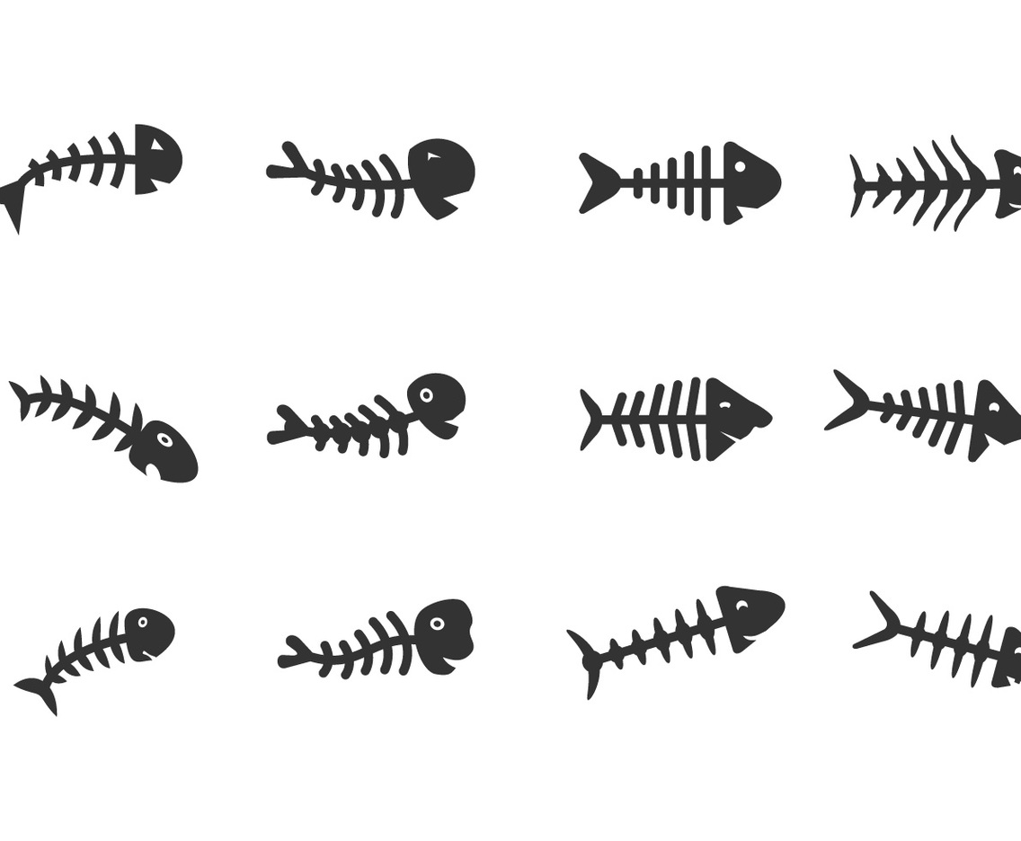 Fishbone set on white background