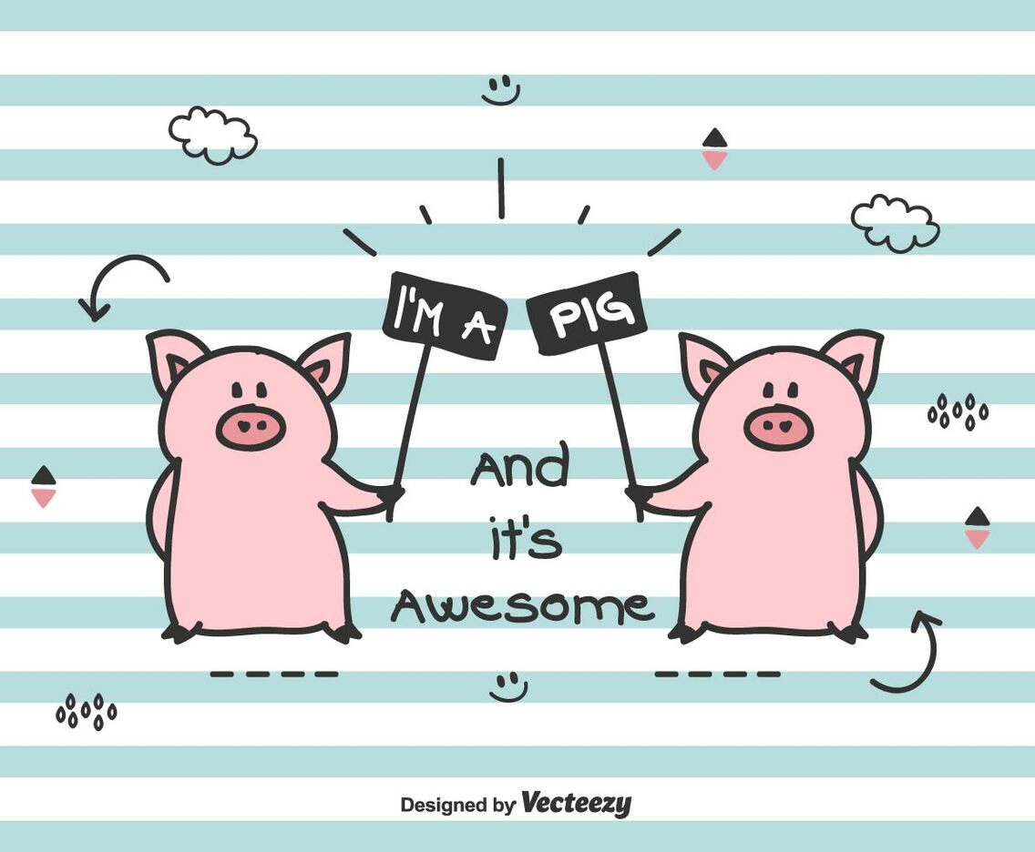 Doodle Pigs Vector Illustration