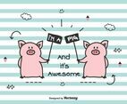 Doodle Pigs Vector Illustration