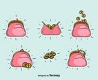 Woman Wallet Vector Set