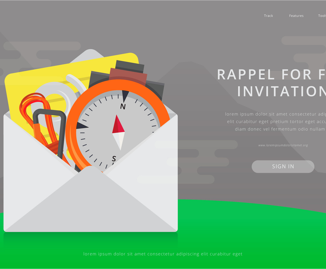 Adventure and Rappel Tools and Equipment Illustration. Adventure and Rappel Invitation.