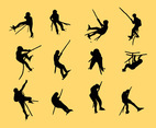 Silhouette Image Of Wall Climbing Vectors