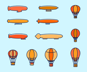 Hot Air Balloon and Dirigible Vectors