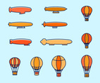Hot Air Balloon and Dirigible Vectors
