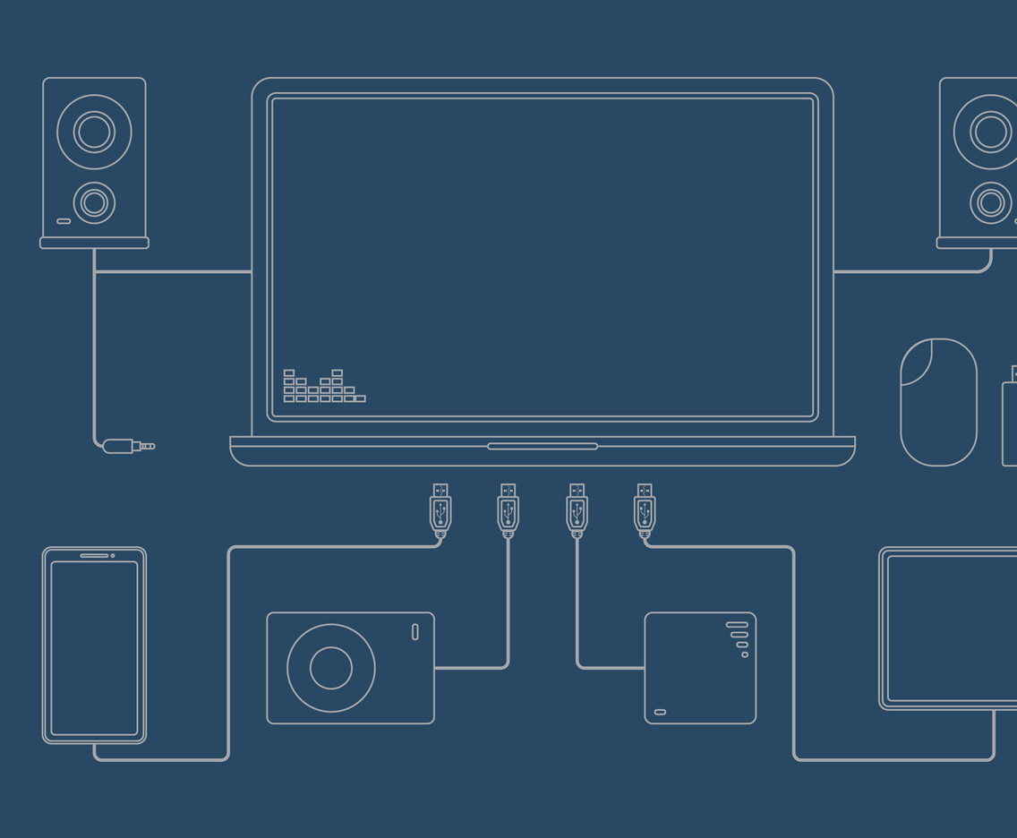 USB Port and Notebook Illustration