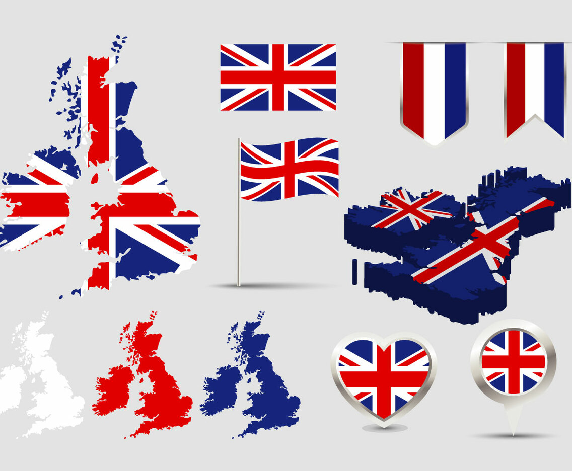 British Isles Map Flag Vector