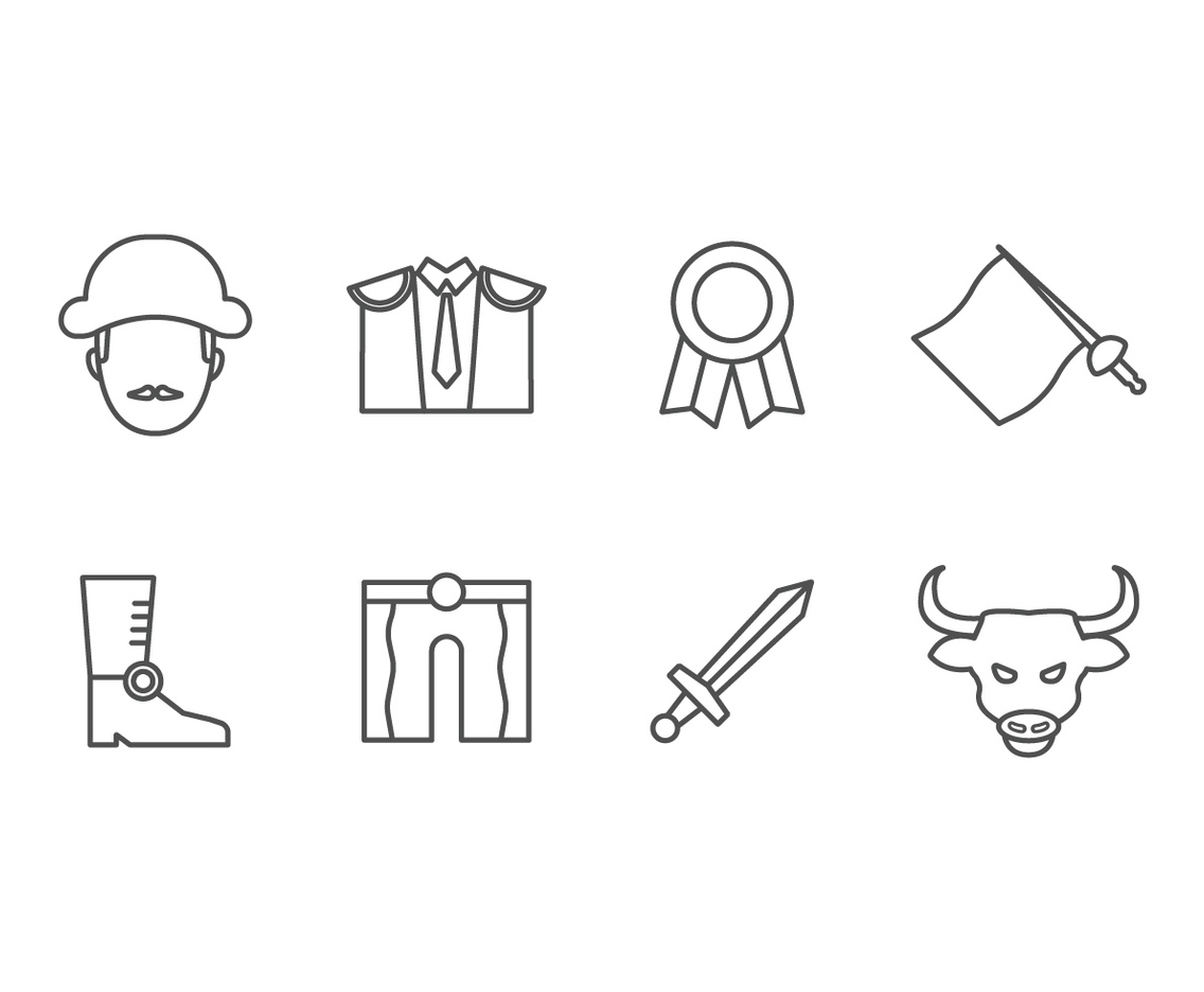 Bullfighter set icons