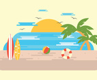 Sunset Summer Surfing Vector