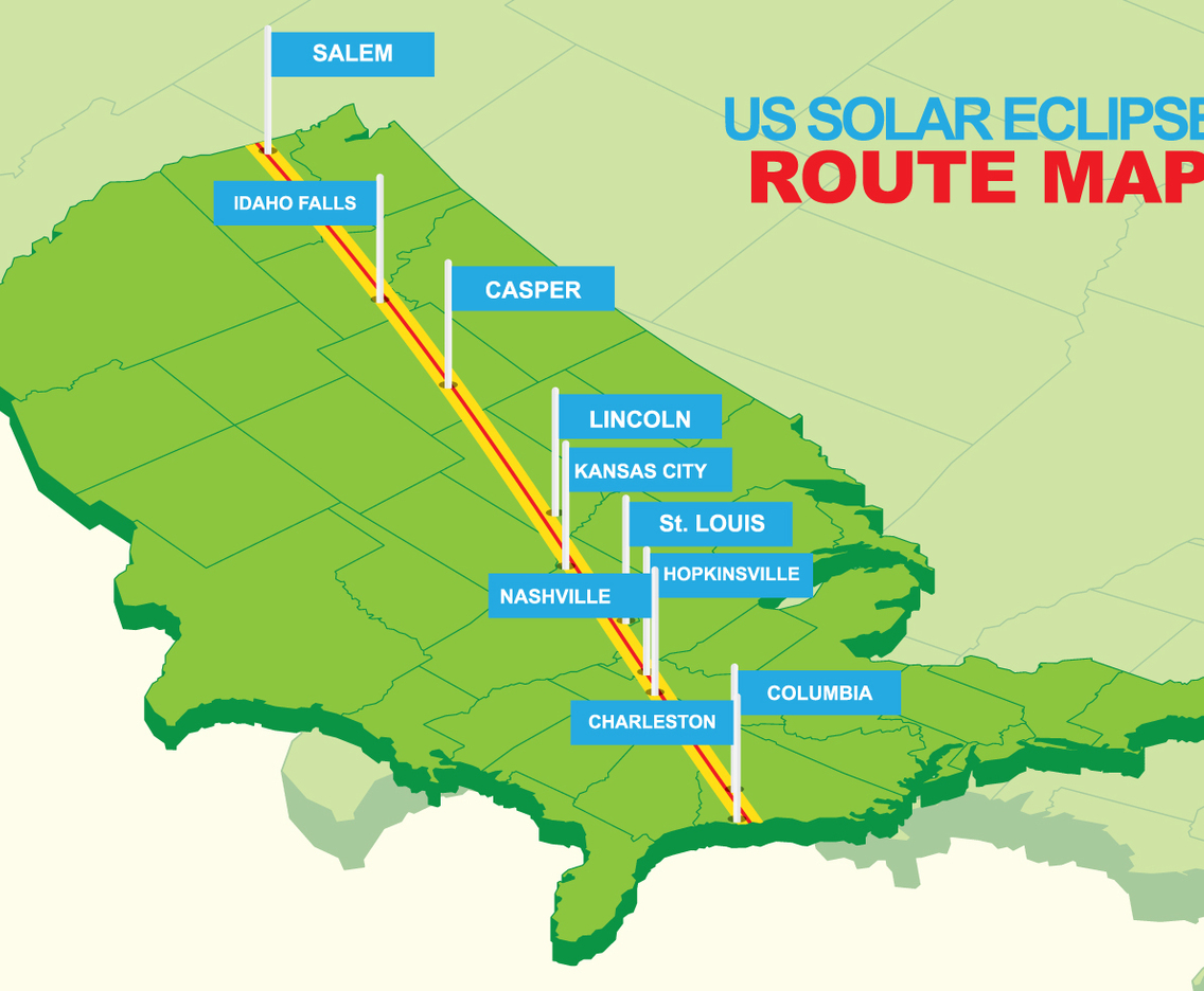 USA Total Solar Eclipse Icons