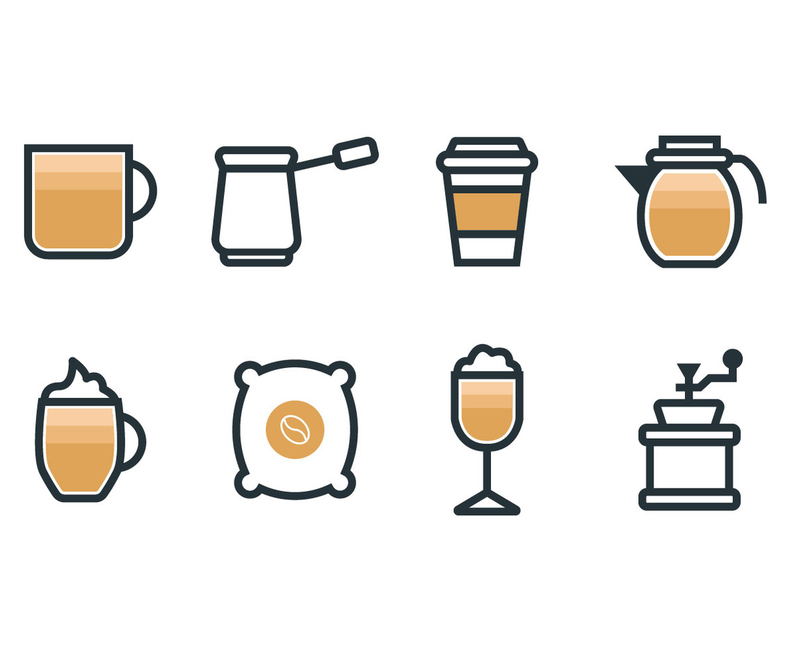 Coffee maker set icons