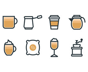 Coffee maker set icons