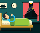 Man on a Phone in Bed Vector