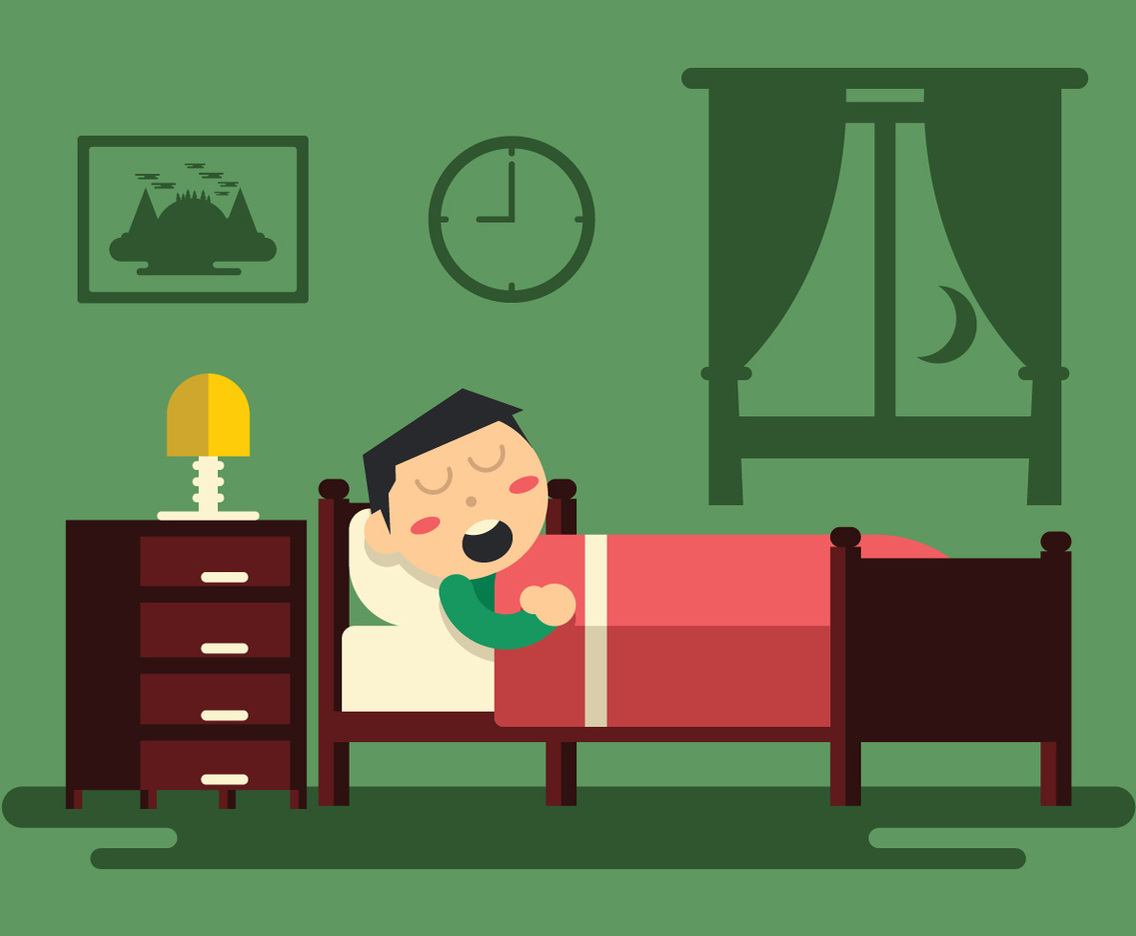 Man Sleeping In A Room Vector