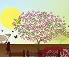 Dogwood Tree Outdor Park Illustration