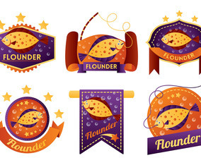 Flounder Vector Badges
