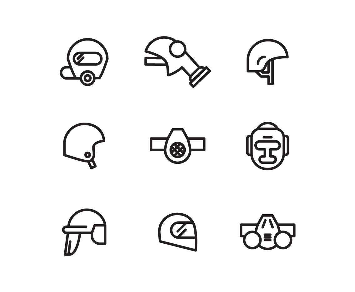 Set Of Helmets Respirator Vectors