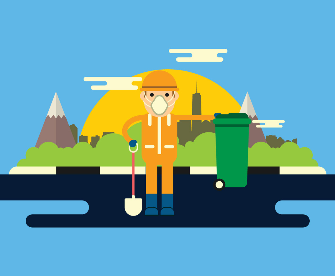 Worker Wearing Safety Equipment Vector