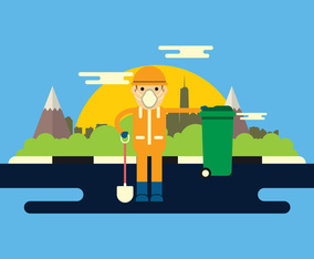 Worker Wearing Safety Equipment Vector