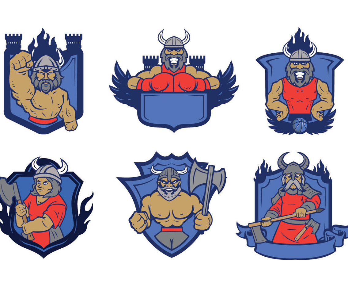 Viking Badge Mascot Vector 01