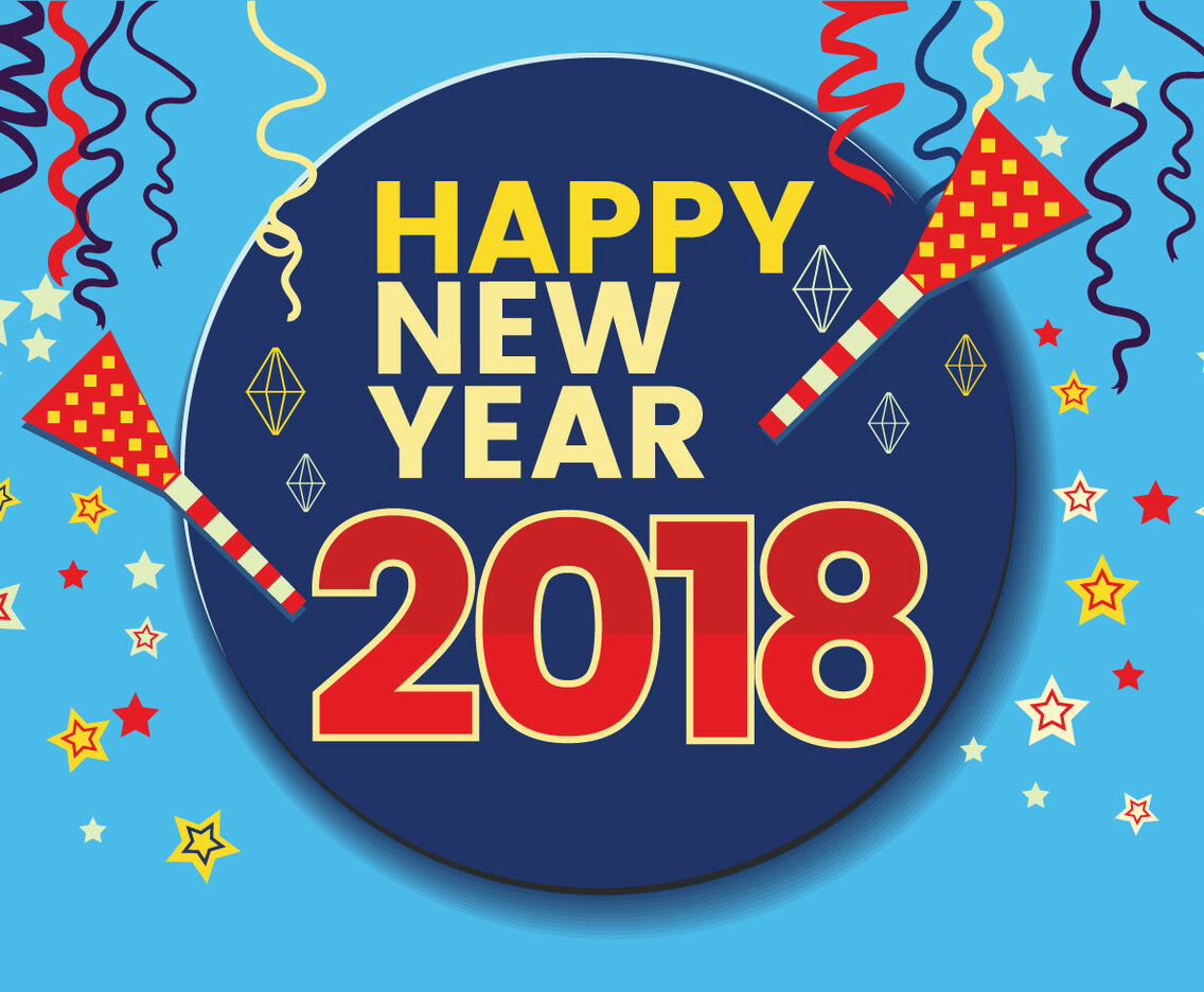 Happy New Year 2018 Greeting Card Template