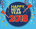 Happy New Year 2018 Greeting Card Template