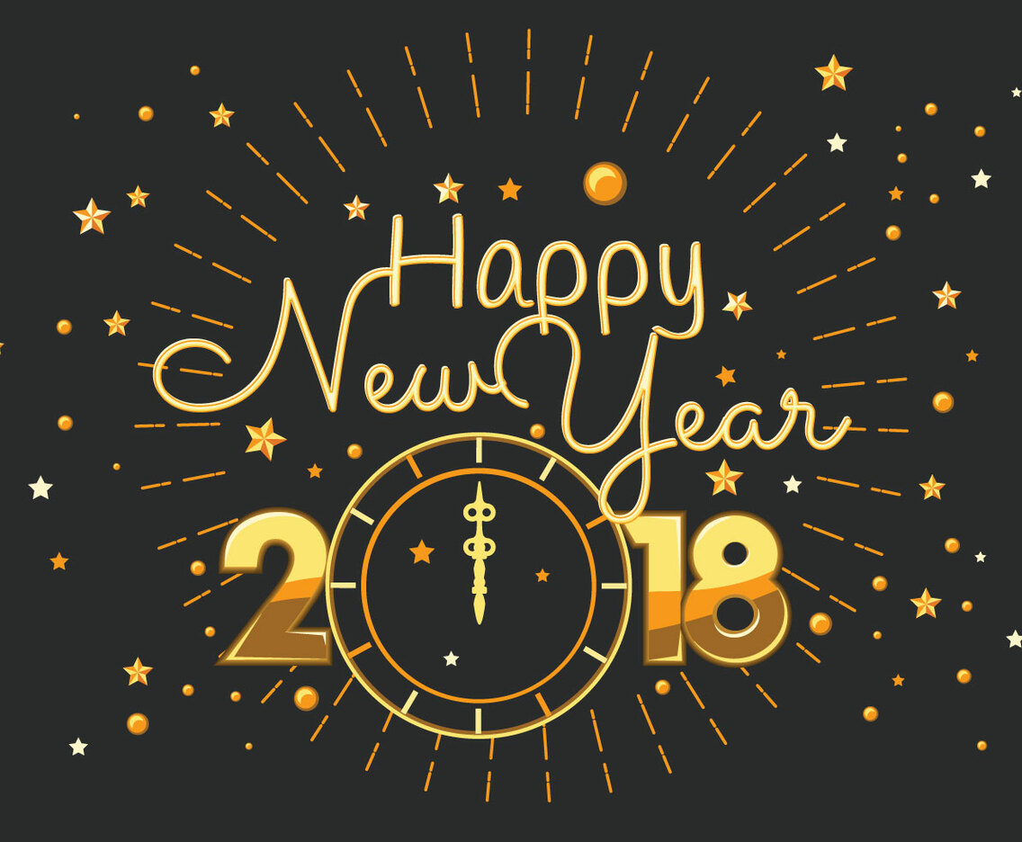 Happy New Year 2018 Typography Vector