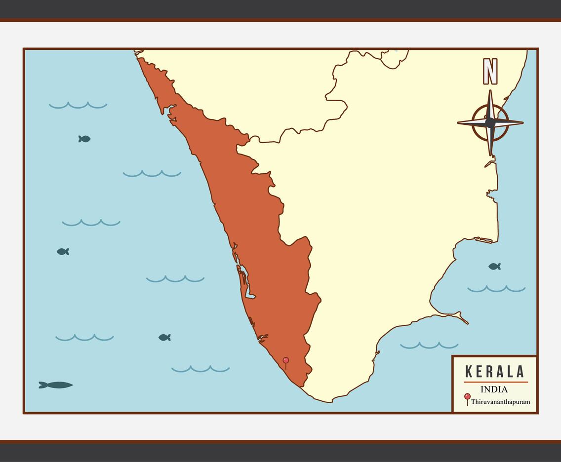 Kerala Map Illustration Vector