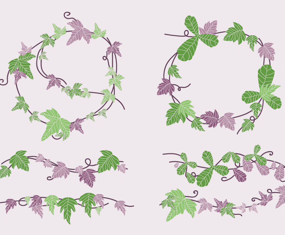 Green and Purple Poison Ivy Vine Vector Illustration
