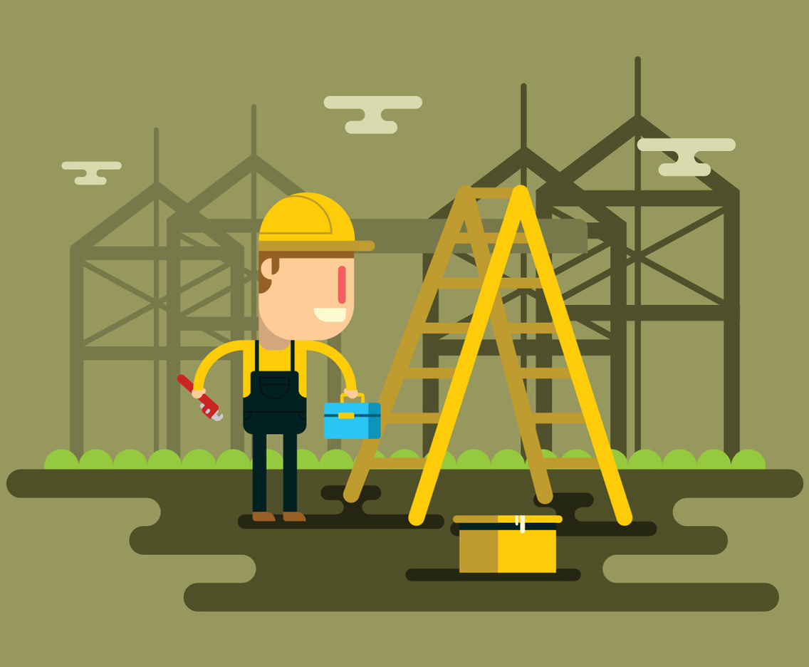 Tradesman Working In City Vector