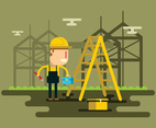 Tradesman Working In City Vector