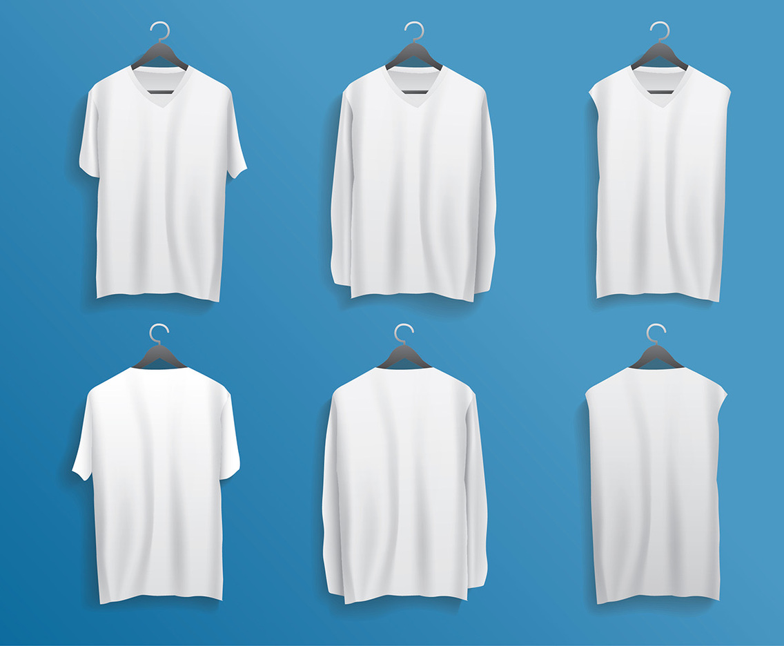 V-Neck Template Hanging Realistic Free Vector