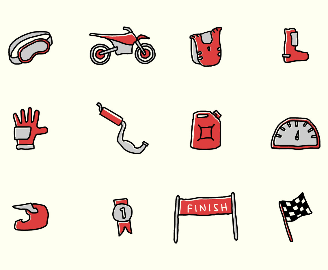 Dirt Bike Icon and Elements