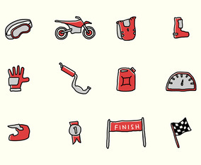 Dirt Bike Icon and Elements