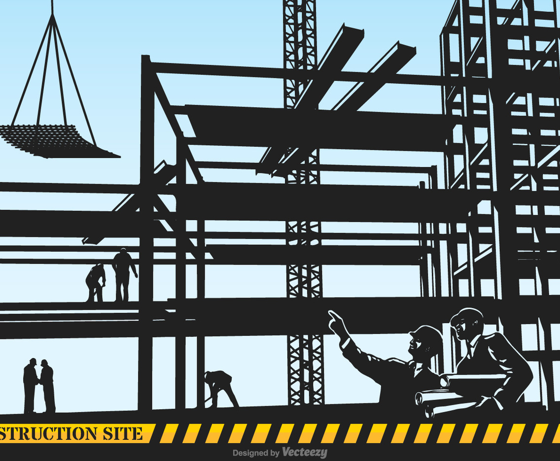 Construction Site Vector Silhouette Illustration