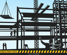 Construction Site Vector Silhouette Illustration