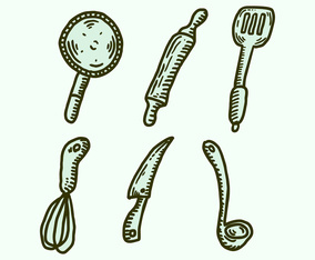 Kitchen Set In Gravure Style