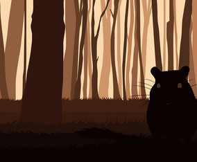 Gerbil Silhouette Forest Free Vector