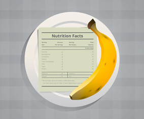 Nutrition Facts of Banana Infographic Templates, Served in Plate