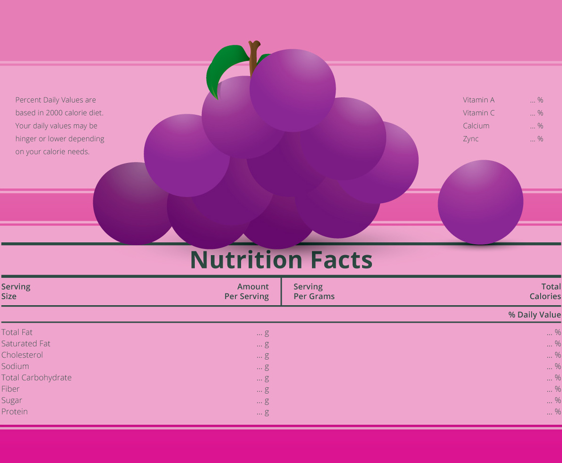 Illustration of a Nutrition Facts Label with a Grape Fruit