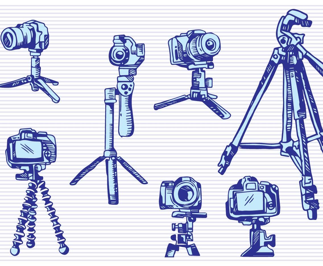 Camera Tripod Sketch Drawing Style