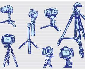 Camera Tripod Sketch Drawing Style